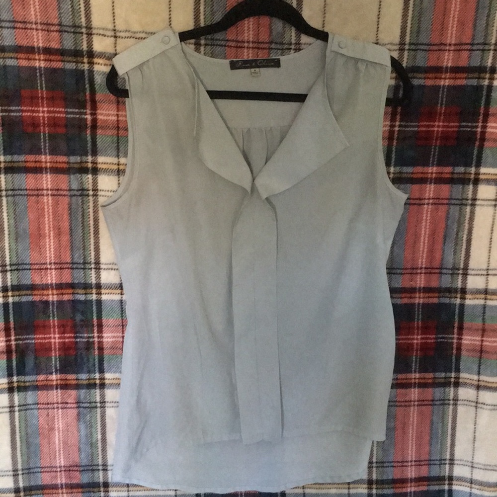 Grey/Blue Short Sleeve Blouse